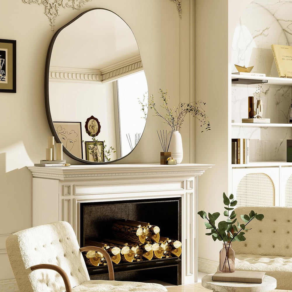 HARRITPURE 22"x32" Irregular Wall Mirror, Bathroom Mirror for Over ...