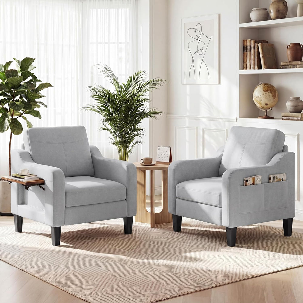 Accent Chairs Set of 2 for Living Room, Mid-Century Upholstered Armchair with...