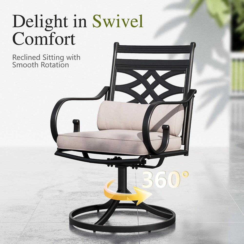 Sophia & William Patio Dining Set, Steel, Swivel Chairs, E-Coated