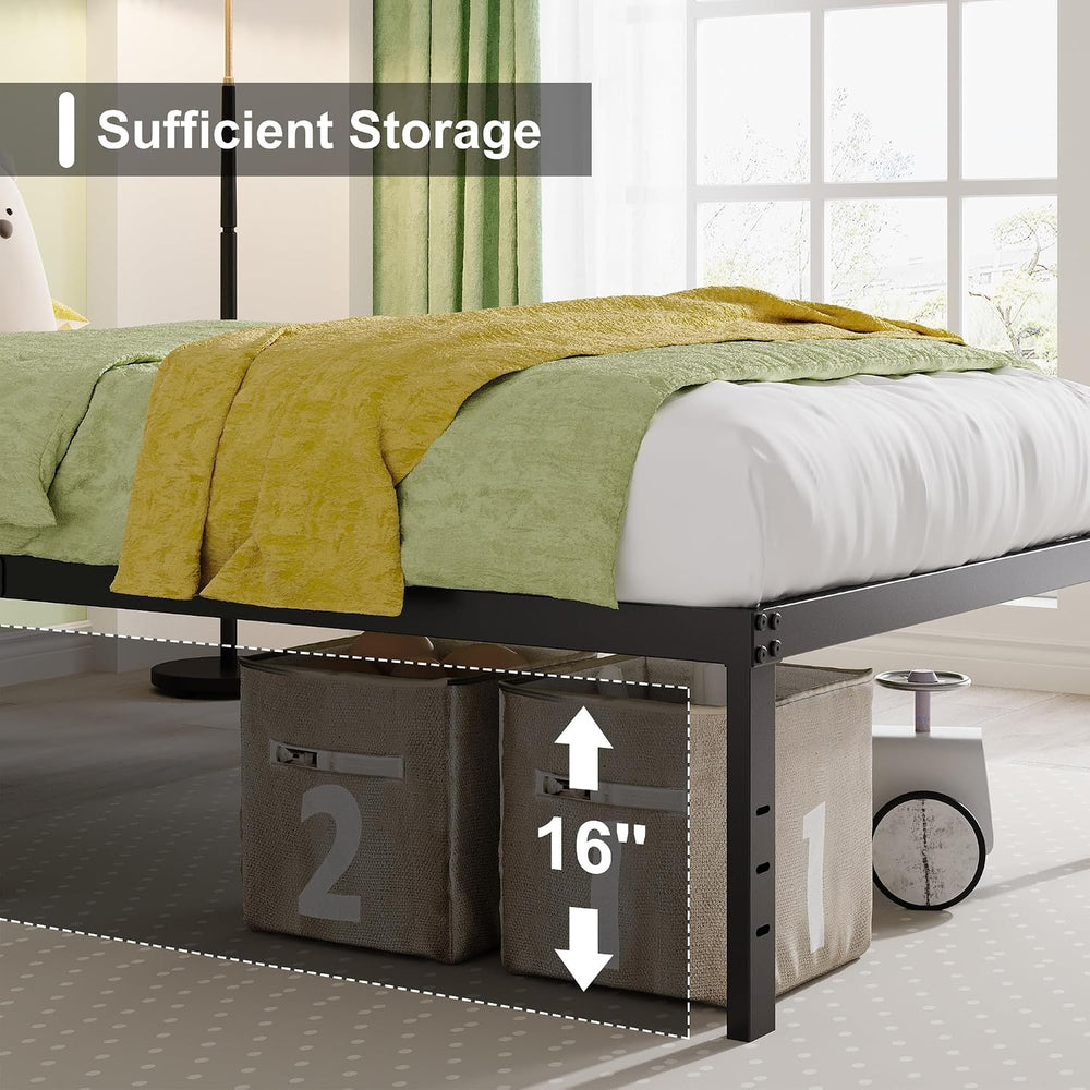 EMODA Queen Bed Frame 18 Inch Heavy Duty Tall with Large Storage Space
