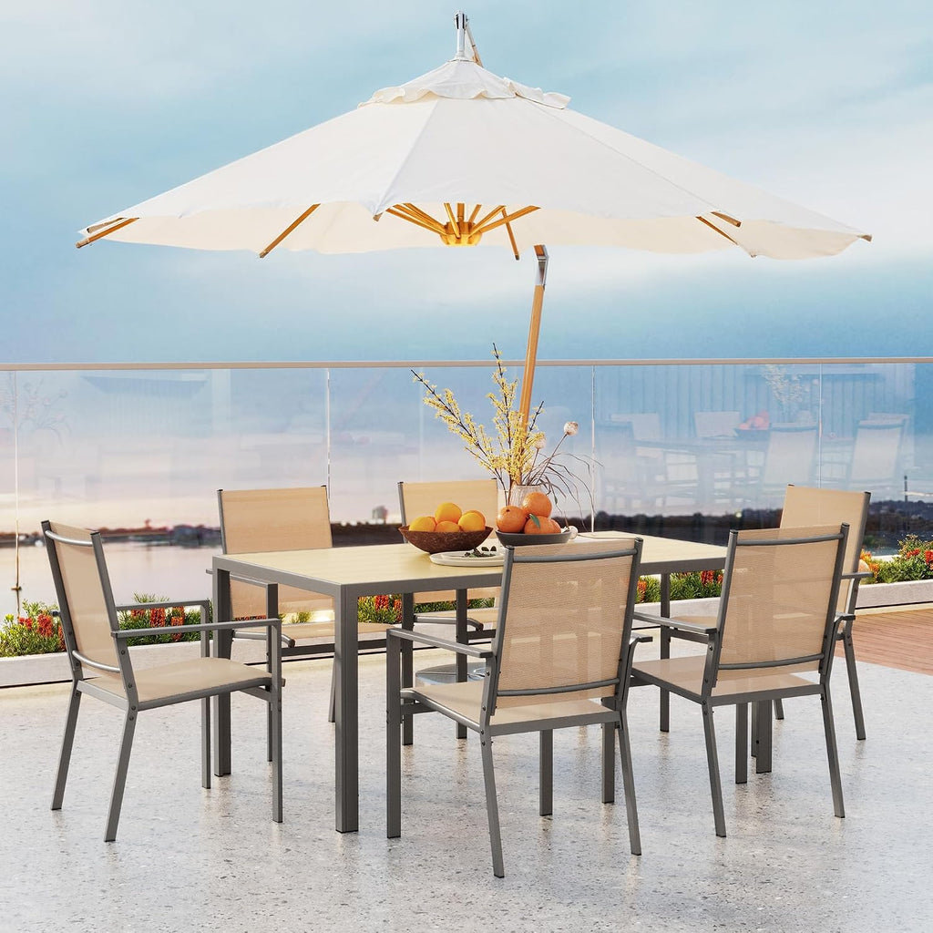 Ahomly Patio Table and Chairs Set for 6, Outdoor Dining Set