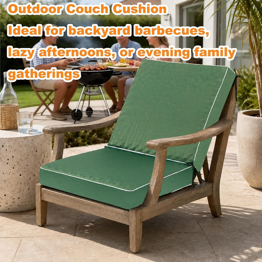 Outdoor Deep Seat Cushion Set, Green, 20x20x4, 2-Pack