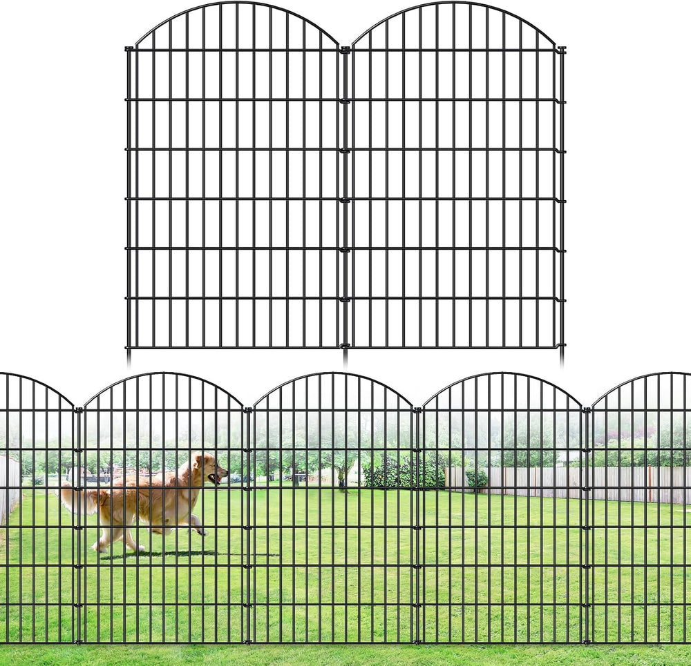 Metal Garden Fence 48 in x 20.3 ft, Tall Outdoor Dog Fence Panel for Yard