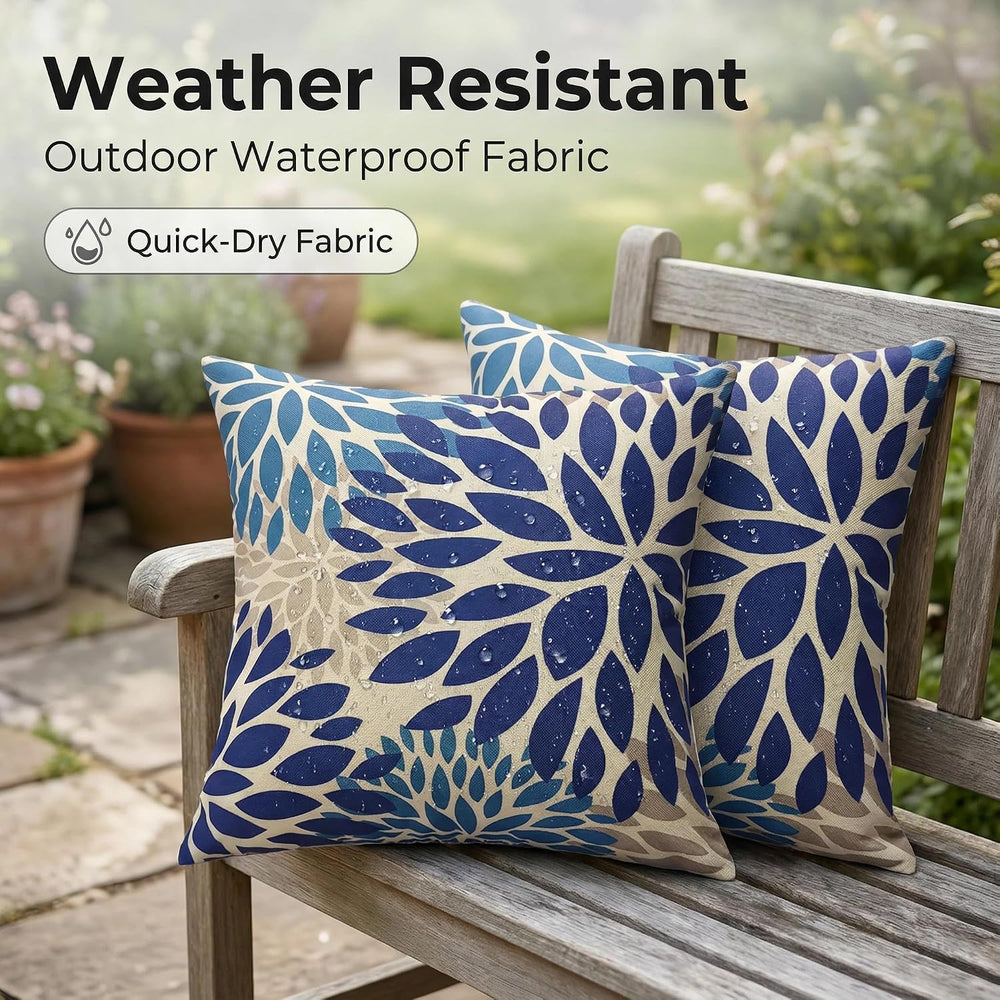 JMGBird Blue Throw Pillows with Inserts Included 18x18 Outdoor Pillows Waterp...
