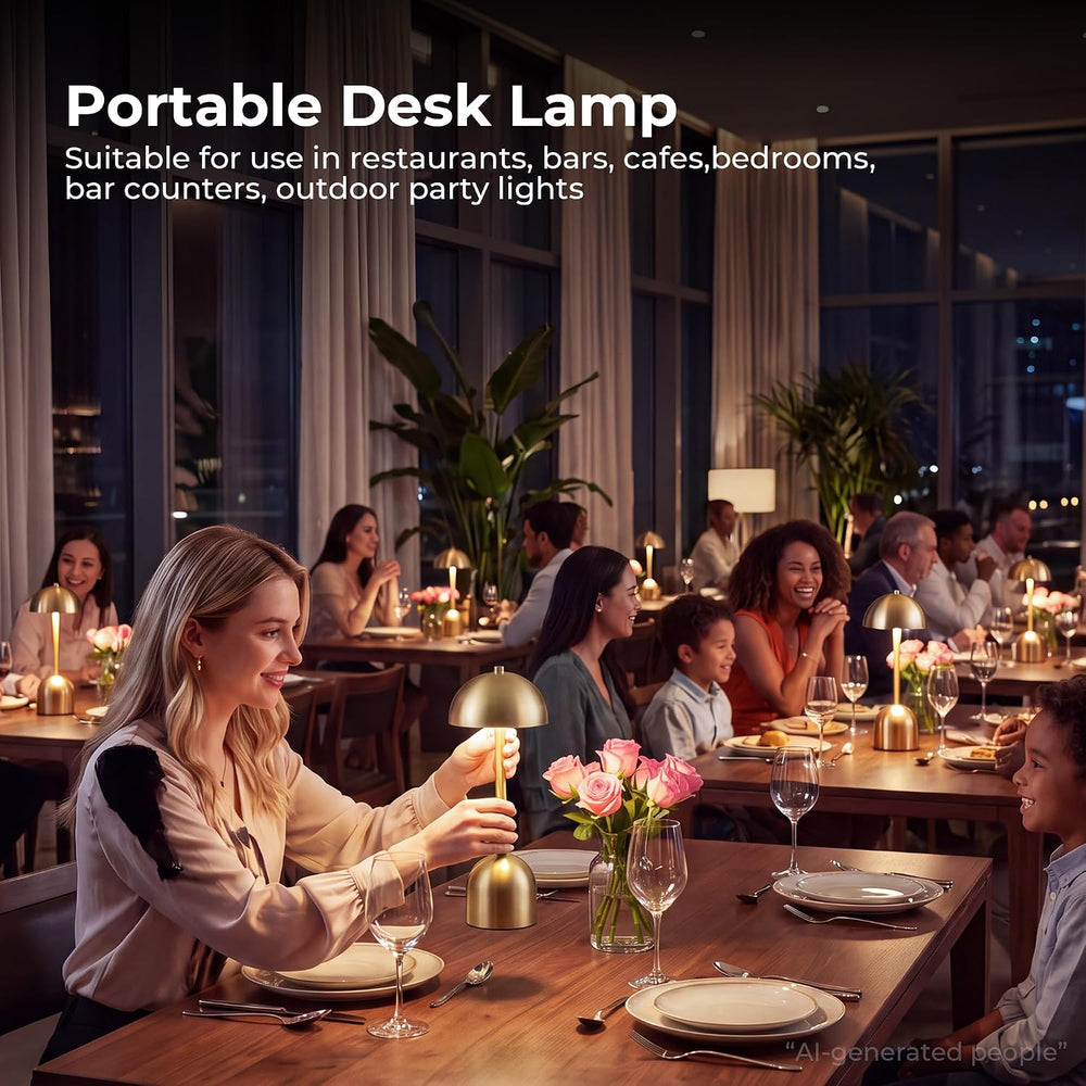 Cordless Table Lamp Rechargeable Gold 2 Pack