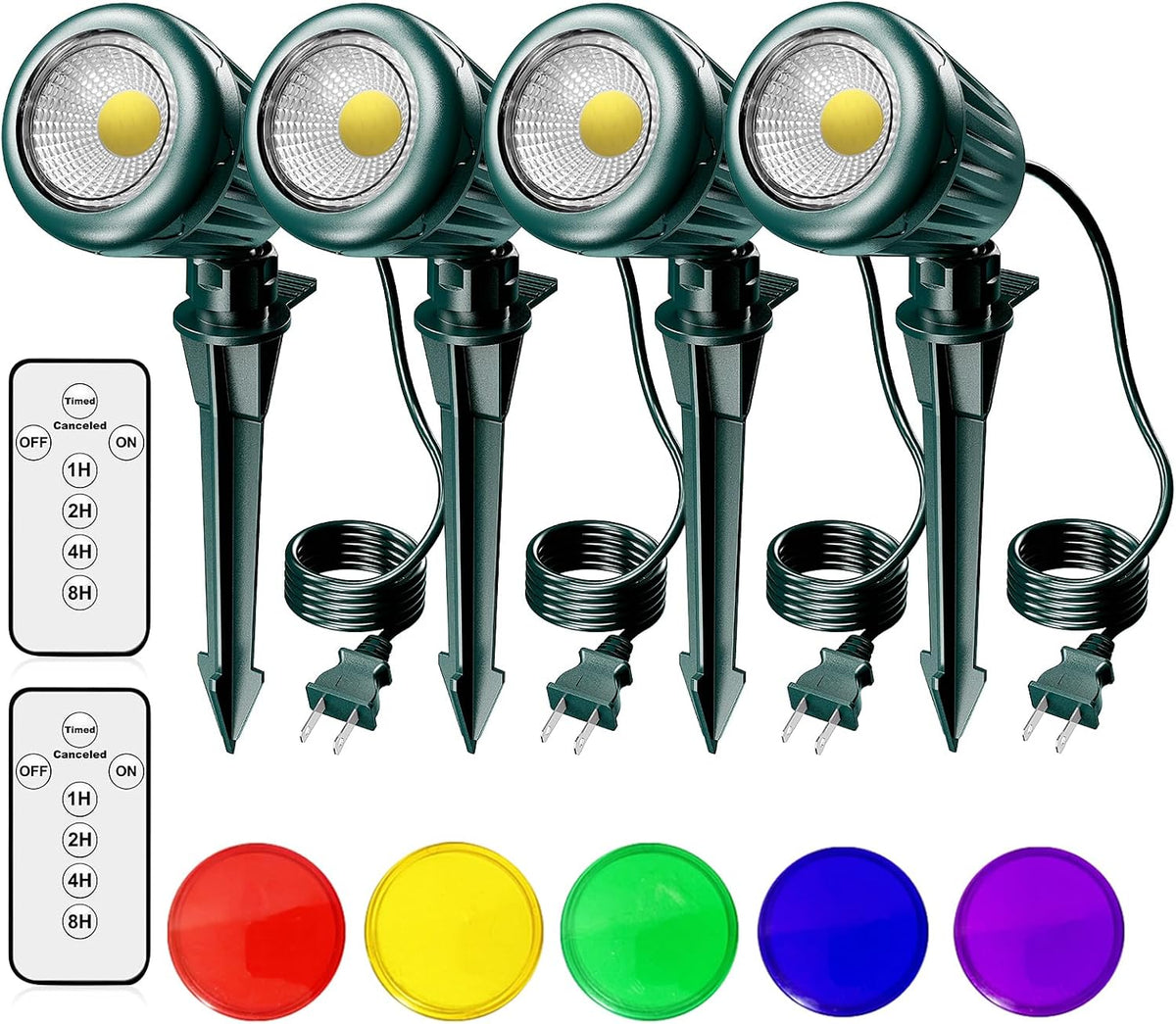 Halloween Spotlights Outdoor,120V Timer Remote Control,4 Pack
