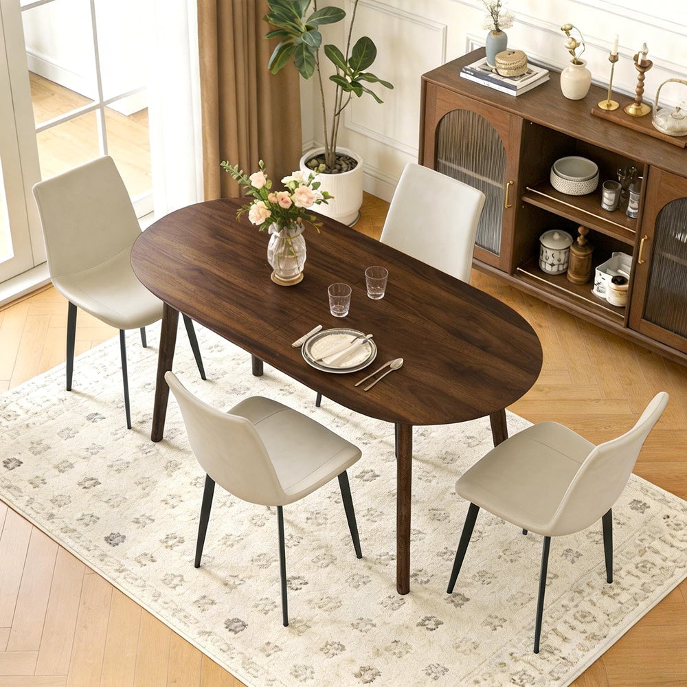 63" Oval Dining Table Set for 4 with Solid Wood Legs