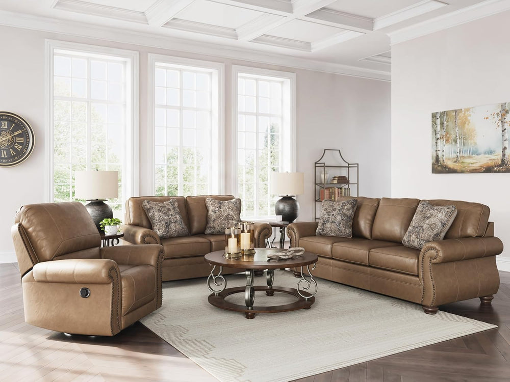 Signature Design by Ashley Faux Leather Sofa, Earth Brown, Chatterton