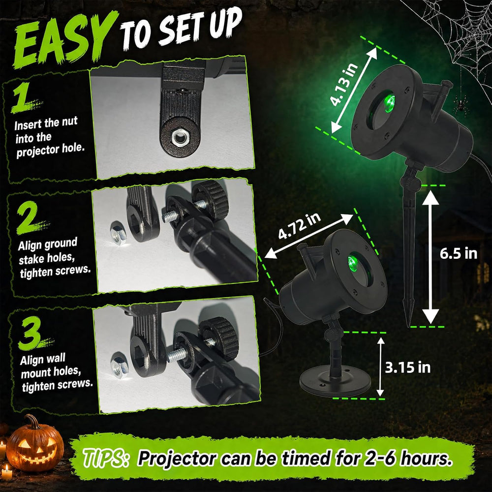 Halloween Projector Lights Outdoor, 10 Slides w/Remote & Timer