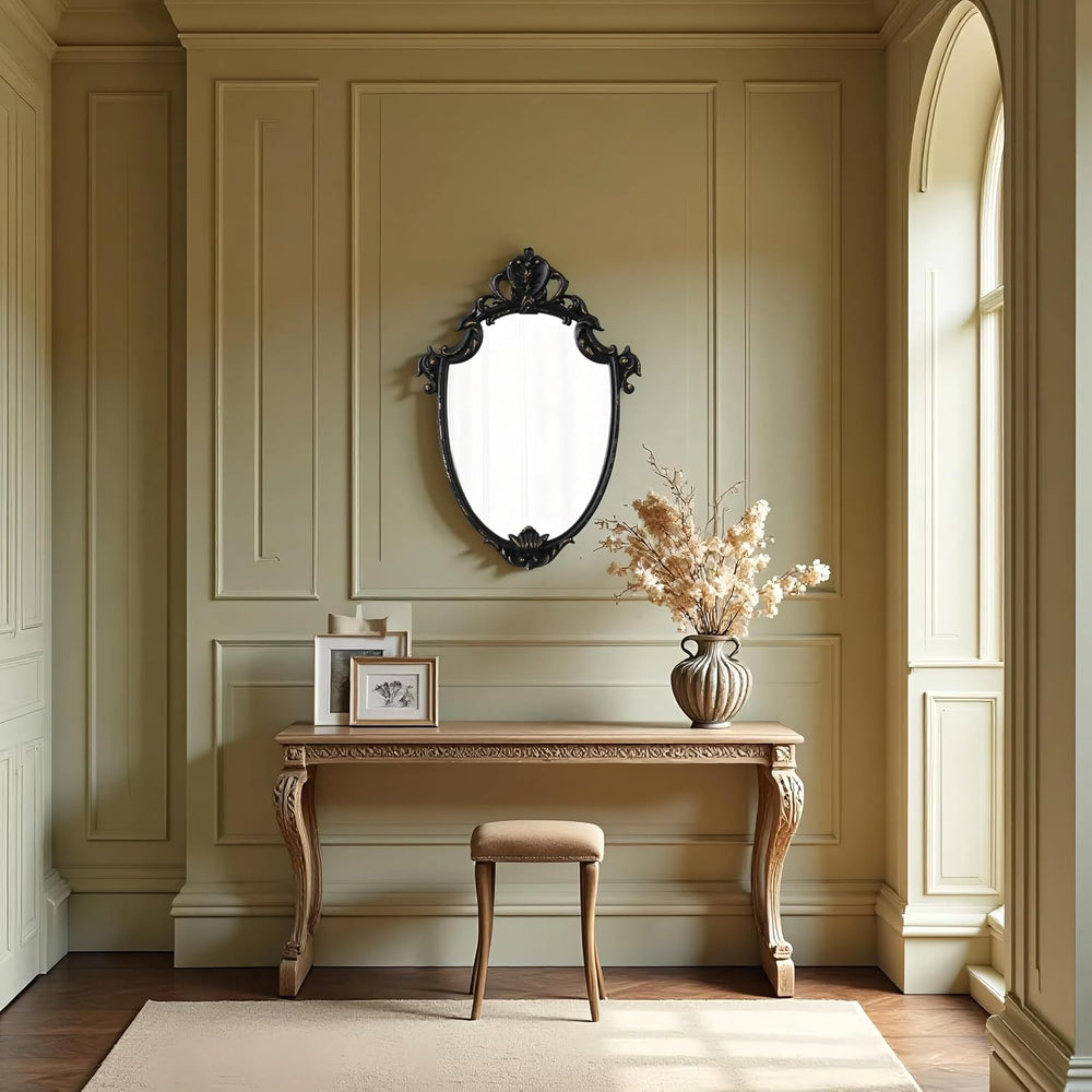 Vintage Black Wall Mirrors 16 x 24 inch, Distressed Finish Golden