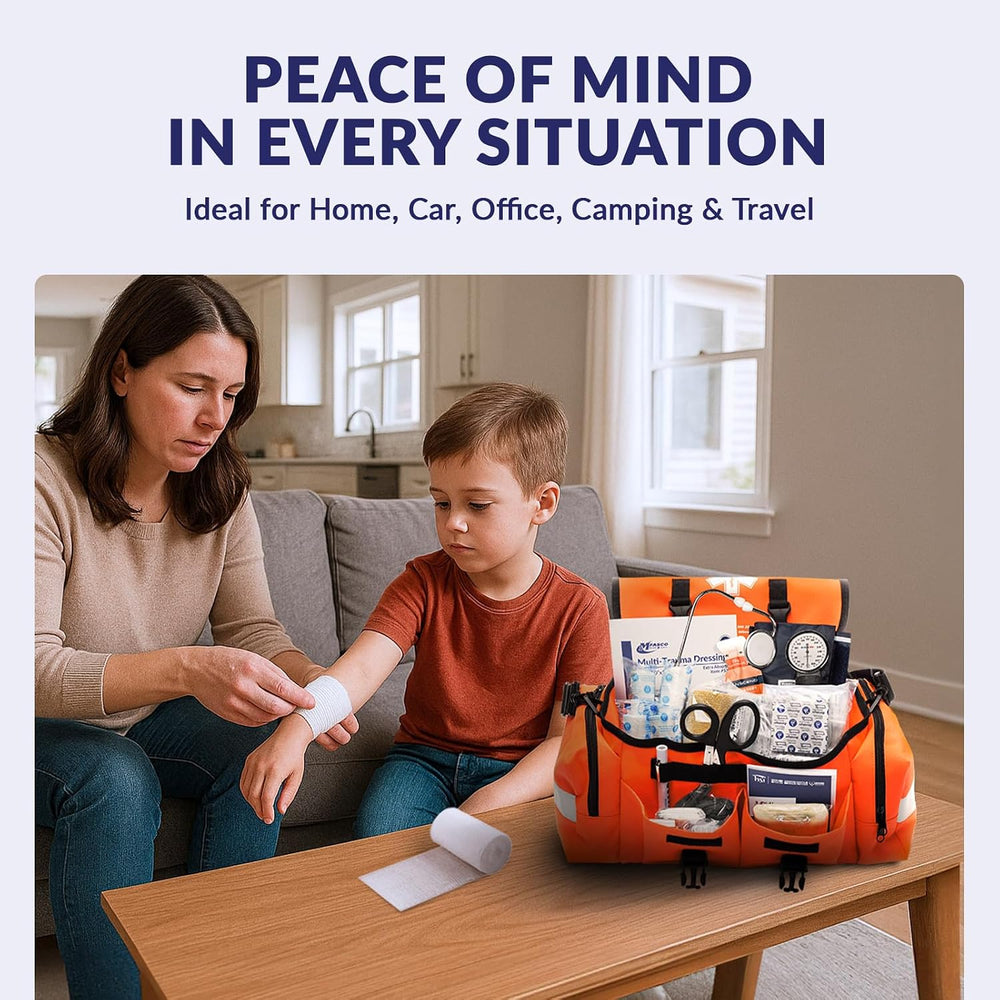MFASCO Complete Emergency Response First Aid Kit Trauma Bag, Orange