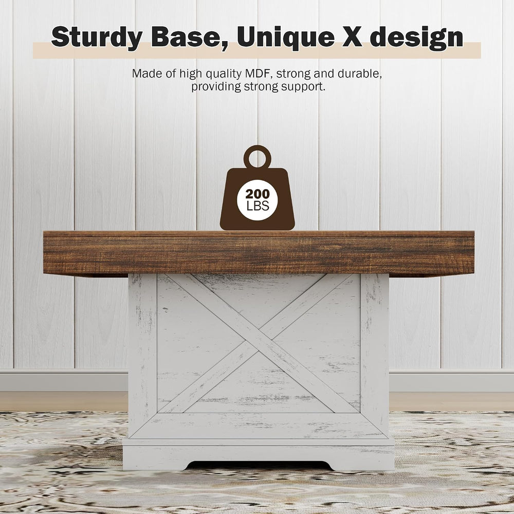 Lareth 31.5 in Farmhouse Coffee Table for Living Room with X-Design, Square