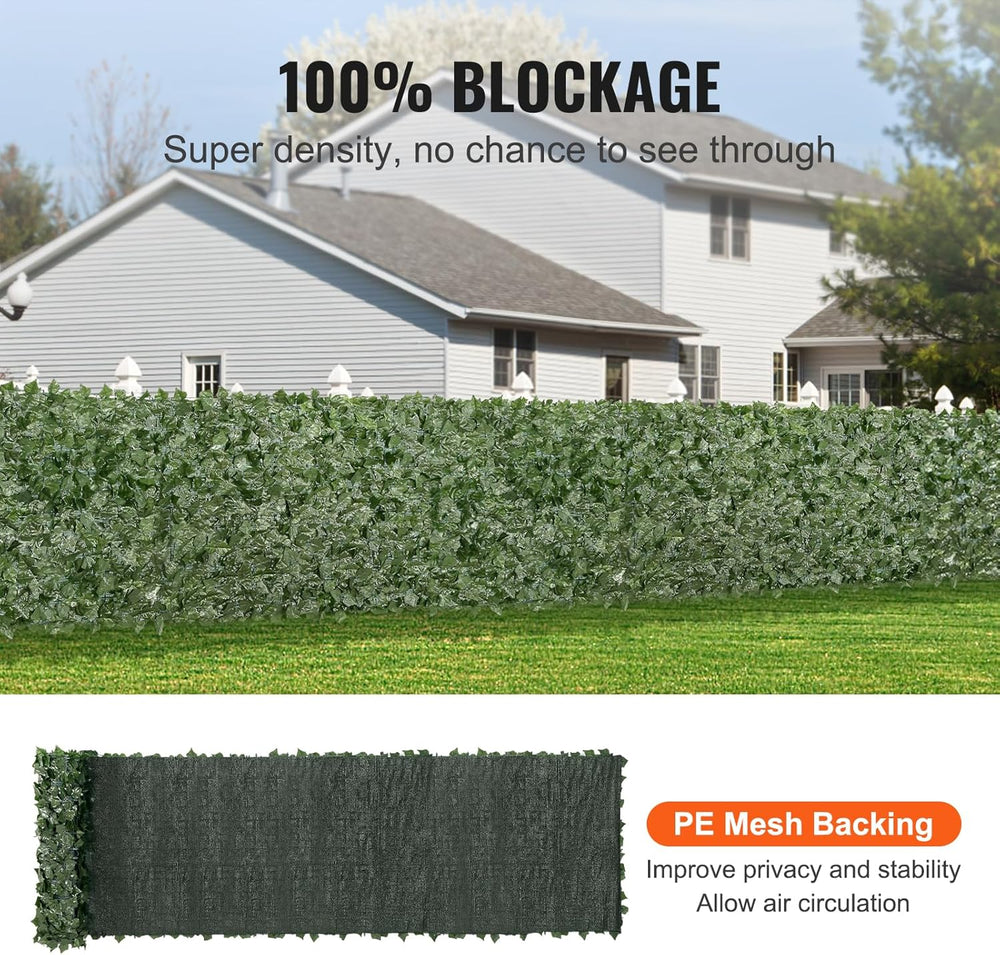 VEVOR Artificial Ivy Privacy Fence Screen, 39 x 198 in Faux Ivy Vine Leaf Hed...