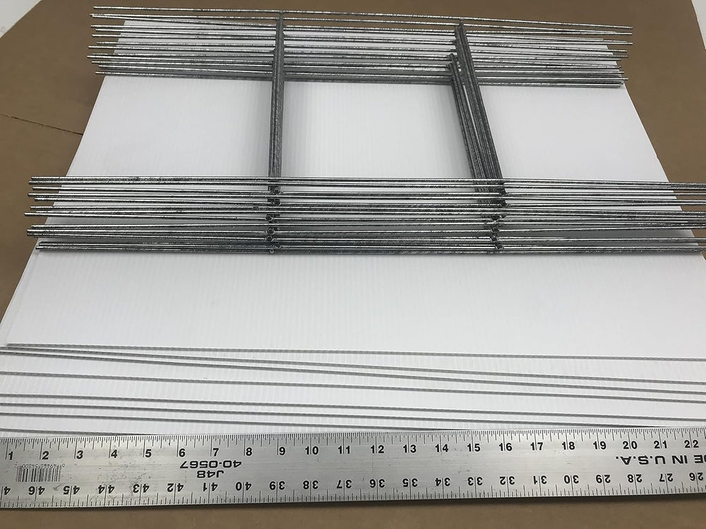 100 Blank Yard Signs (White) 18x24 inch x 4 mm & 100 Metal Stake 10x24 in...
