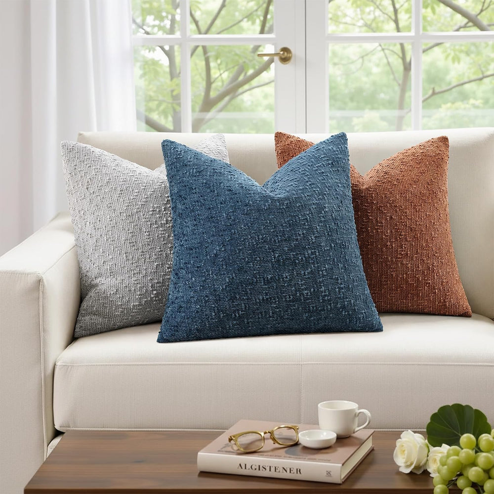 decorUhome Textured Rust Chenille Throw Pillow Covers 24x24 Set of 2