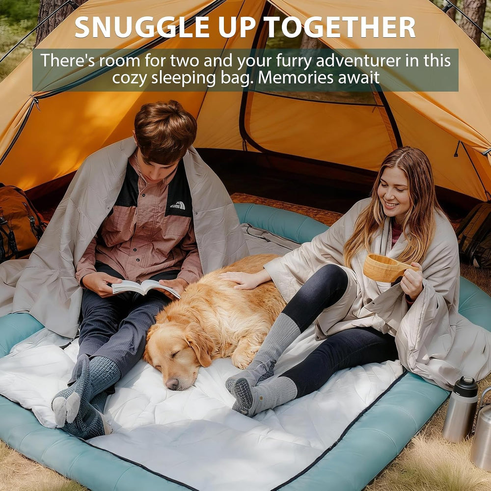 GEERTOP Double Sleeping Bag with Blanket, Queen Size for Couples & Adults