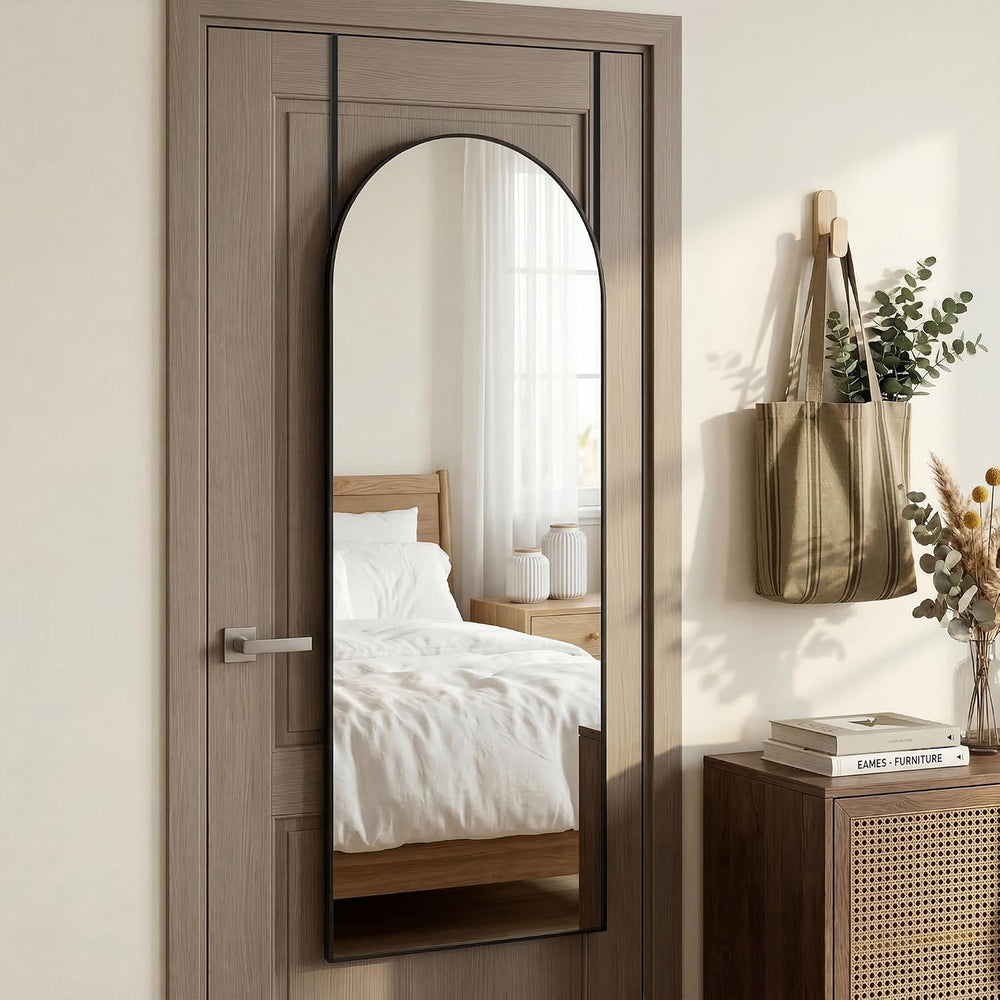 58"x20" Arched Over-the-Door Full Length Mirror, Black