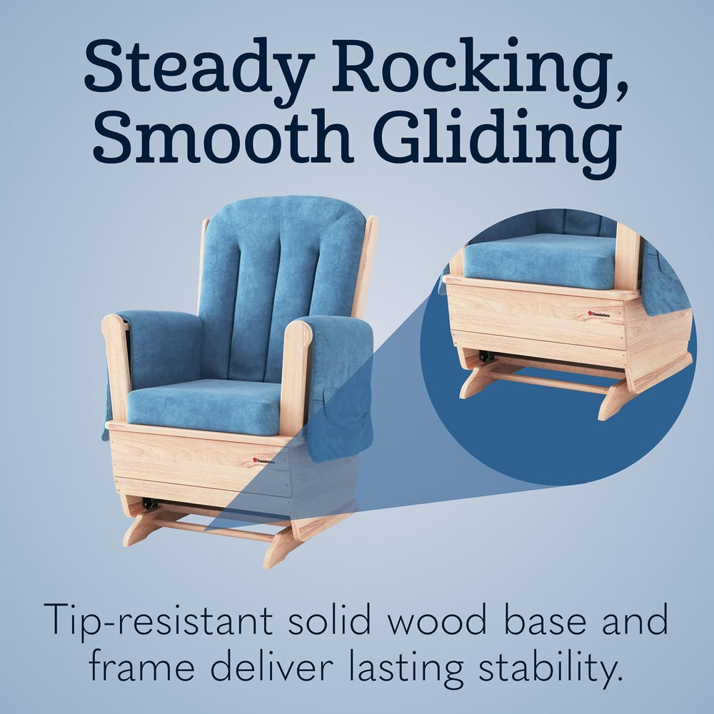 Foundations SafeRocker Standard Glider Rocker Chair, Blue Microfiber