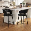 26" Counter Height Bar Chairs Set of 2, Padded Island Chairs, Black