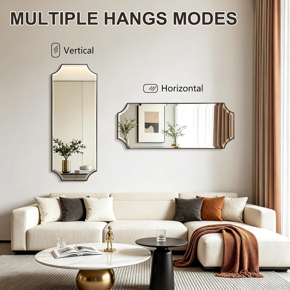 POZINO 48"x18" Premium Large Rectangle Beveled Mirror for Bathroom