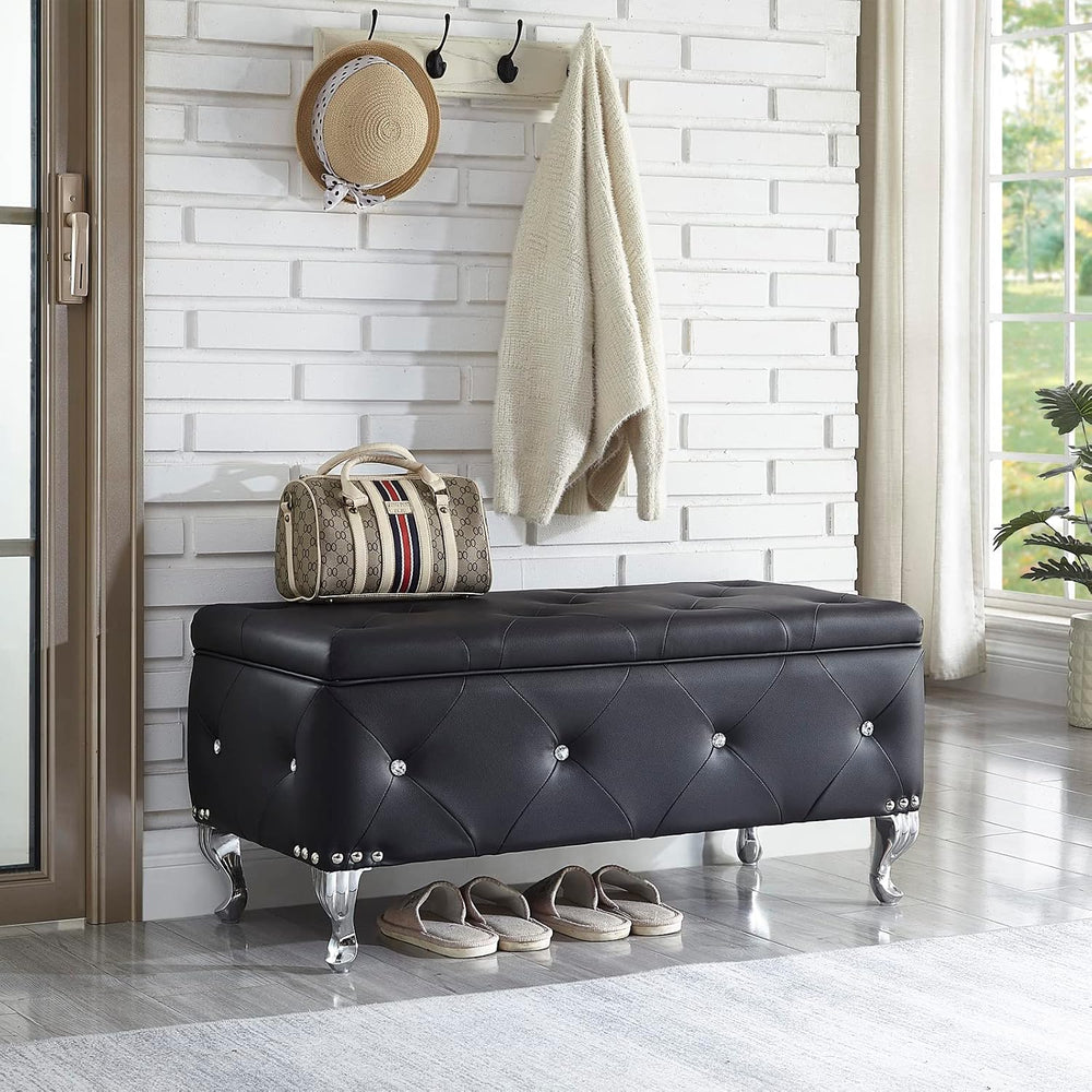 DRM'SCUUM Faux Leather Large Storage Ottoman Bench Set Foot Rest Stools f...