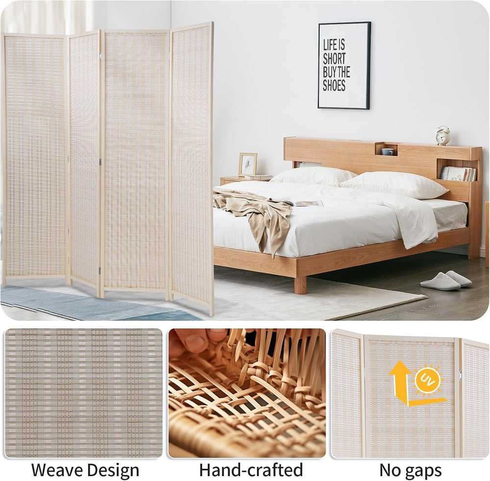 Room Divider Privacy Screen Folding 4 Panel 72 Inches High Portable Room Sepe...