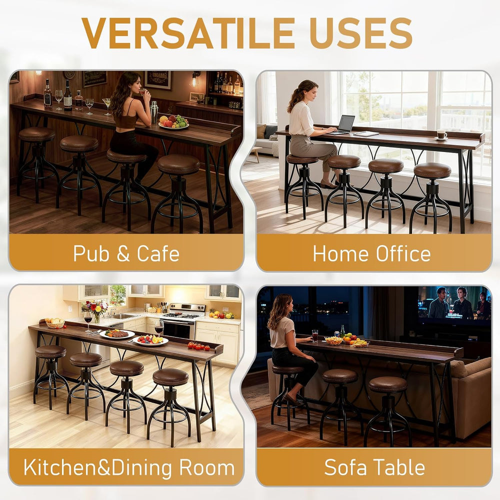 Karl home 82.3" Wood Bar Height Table, High Top Counter, Brown
