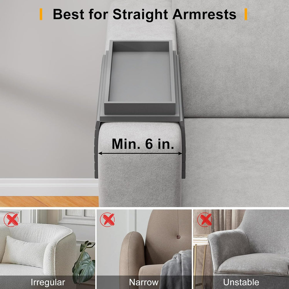 Bestjing 2 in 1 Bamboo Sofa Armrest Tray Table for Couch