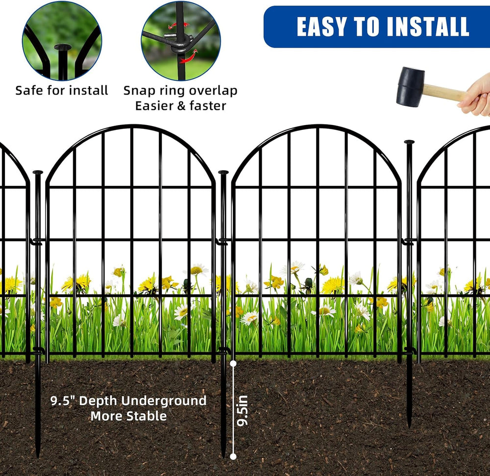 17in X 28ft Decorative Garden Fence, 26 Panels Rustproof Metal No Dig Fence, ...