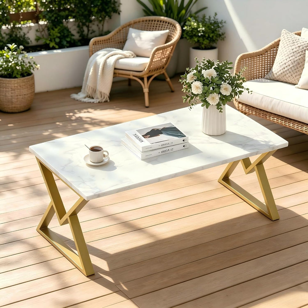 Coffee Tables for Living Room, Marble Coffee Table Modern White