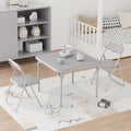 IDEALHOUSE Boys and Girls Folding Table and Chairs Set of 3, Portable Table and Chair with Pu Soft Cushion,Suitable for Eating,Reading and Playing (Grey)