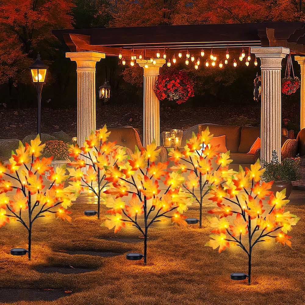 Uieke 4PCS Solar Fall Lights Outdoor Decorative, 34" Fall Decor with Aco...