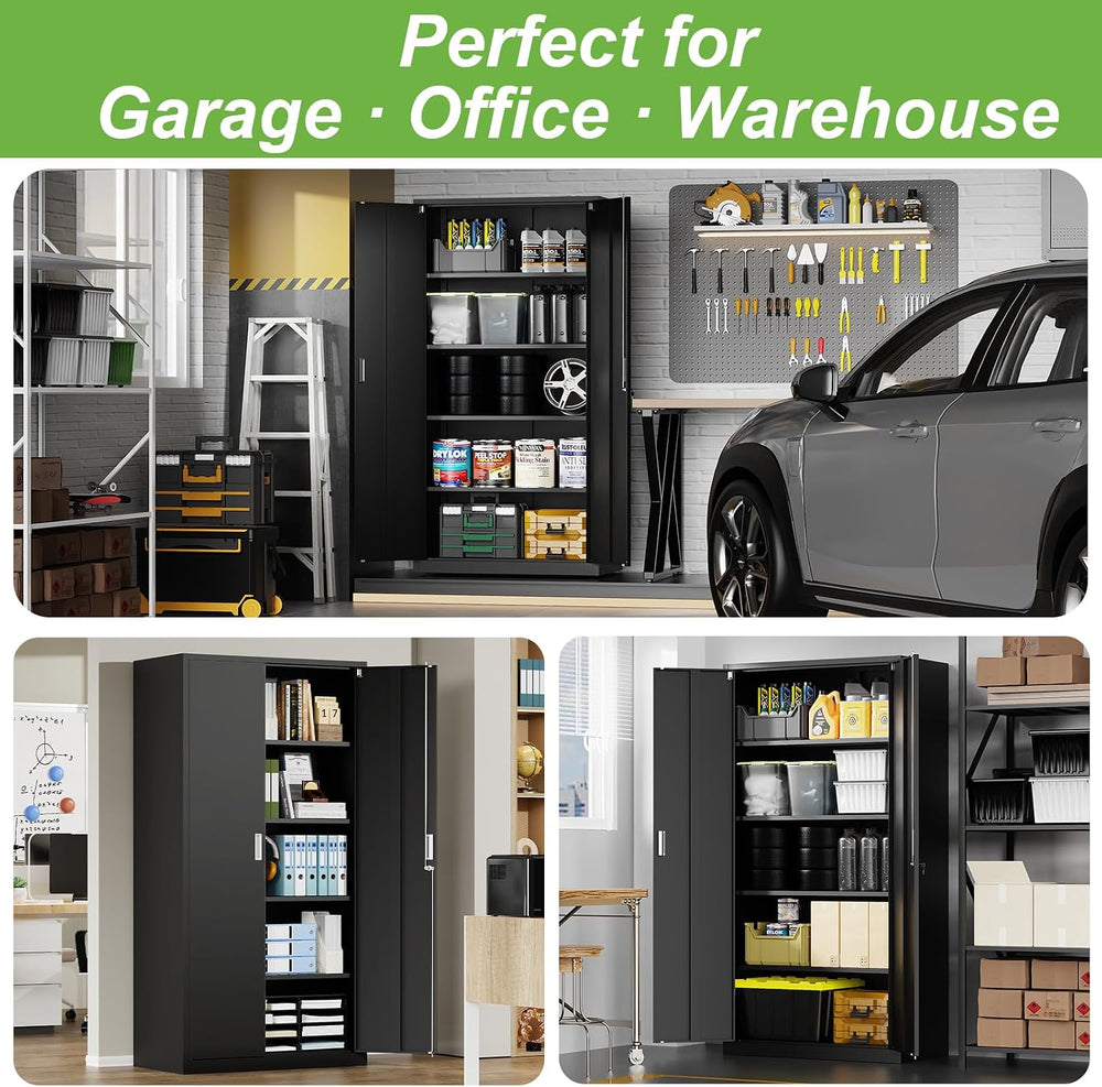 Locking Metal Storage Cabinet,71" Tall Steel Garage Cabinets