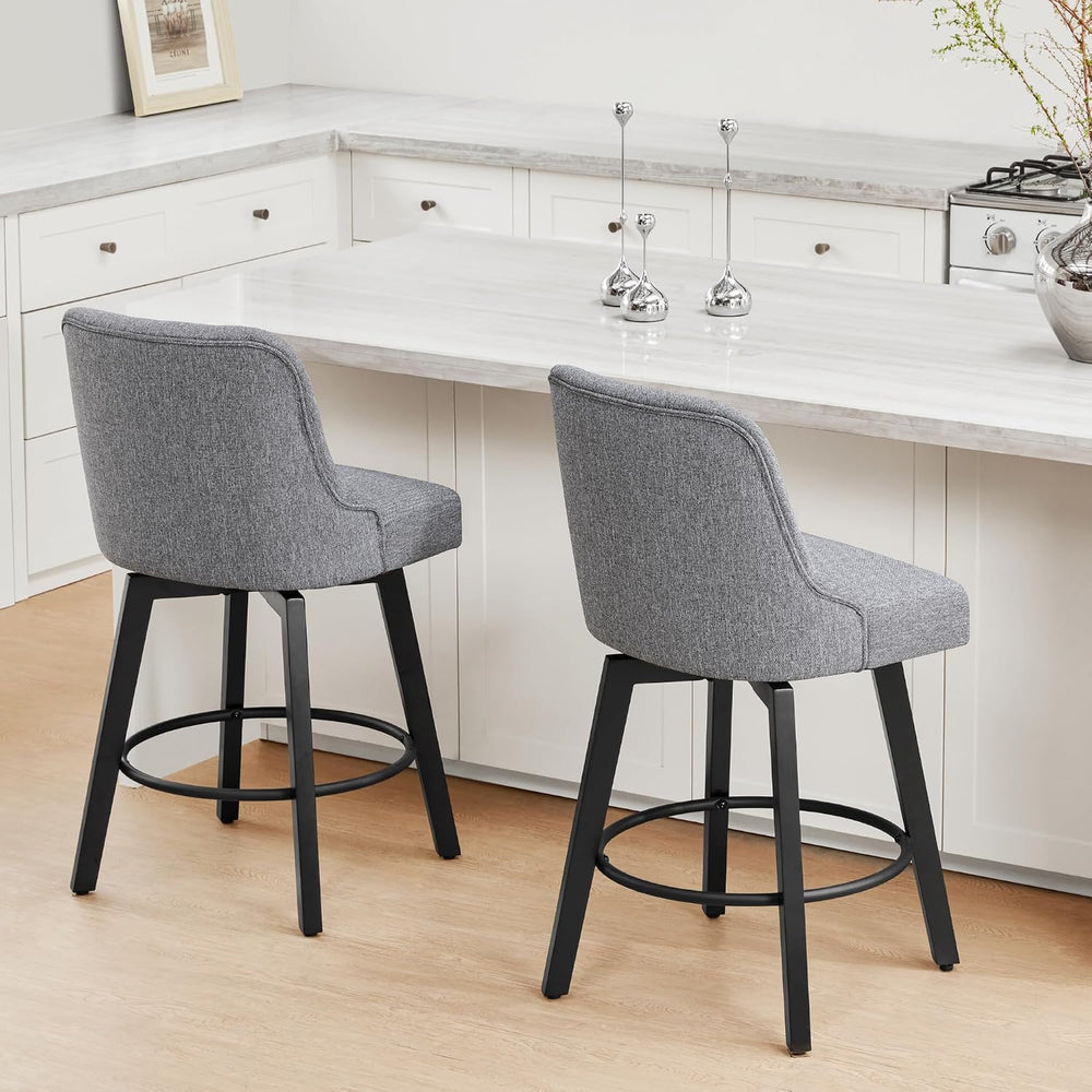 KISLOT Swivel Barstools, 26" Counter Height,2-Pack,Gray