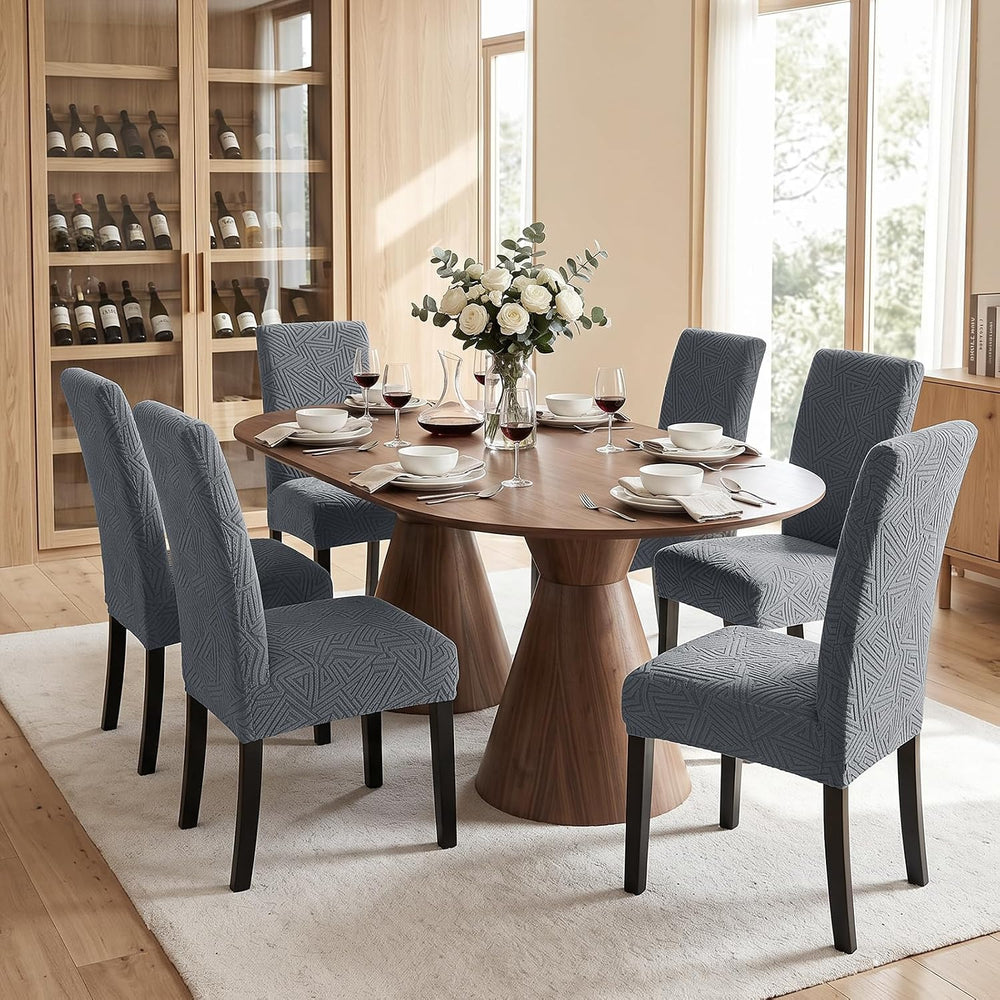 Stretch Spandex Chair Covers for Dining Chairs Set of 6, Light Gray