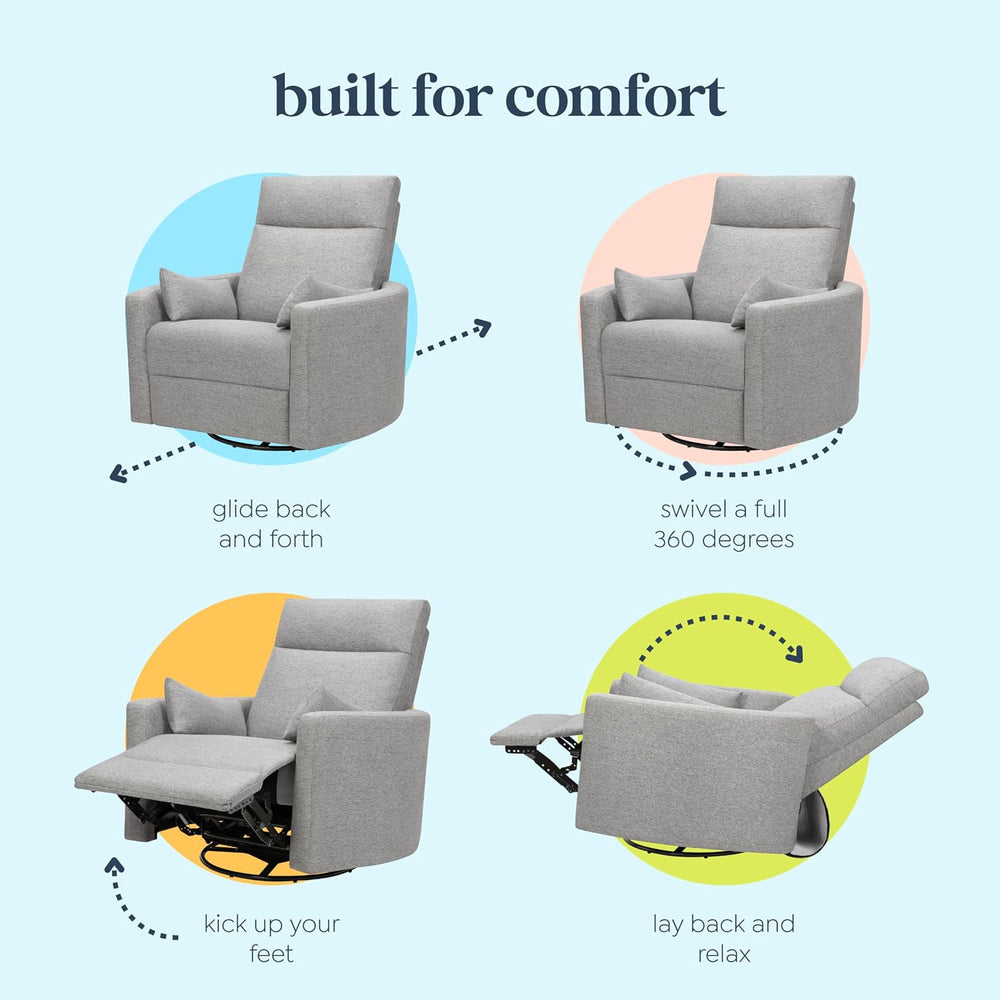 DaVinci Atlas Upholstered Recliner & Swivel Glider, Frost Grey