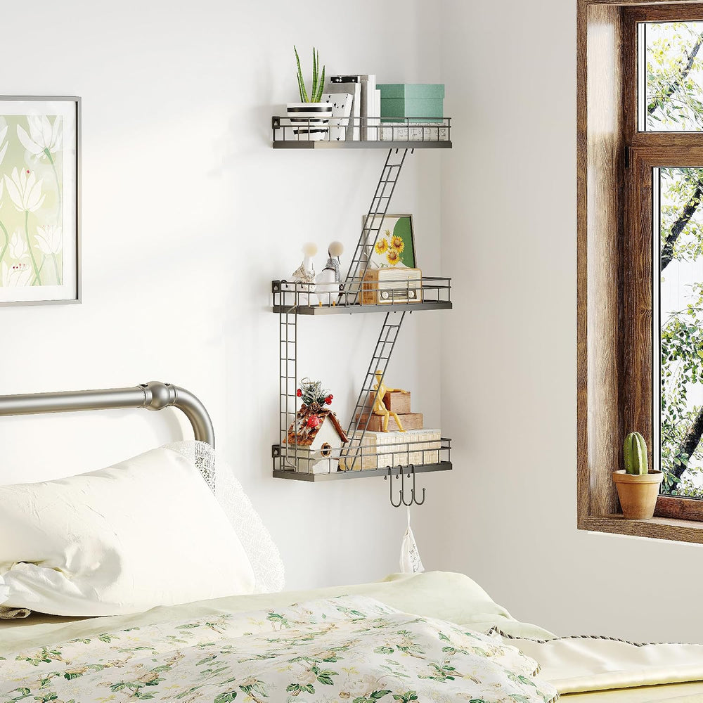 Fire Escape Wall Shelf Black, Fire Escape Ladder 3 Story Shelf Wall Storage, ...