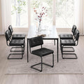 Zesthouse Industrial Metal Dining Chairs Set of 4, Upholstered Faux Leather Kitchen Chairs with Black Metal Base, for Kitchen & Dining Room Living Room, Mid Century Breuer Design Inspired, Black