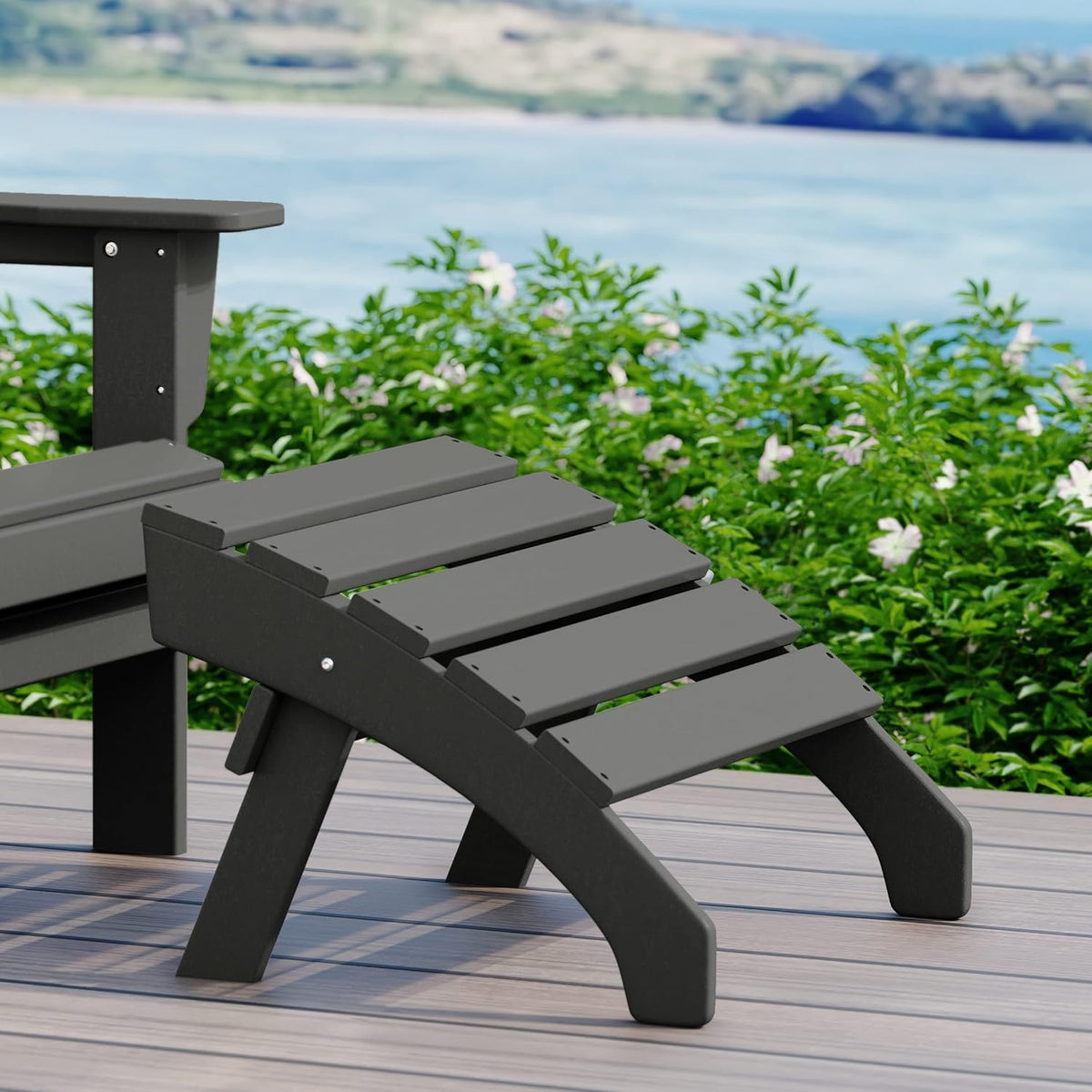 WestinTrends Dylan Outdoor Patio HDPE Adirondack Ottoman Footrest, Gray