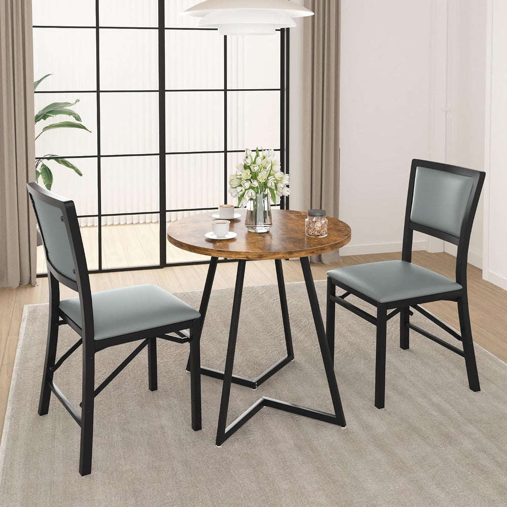 VECELO Folding Chairs Set of 4 with Cushion, Foldable Padded Seats with Heavy...