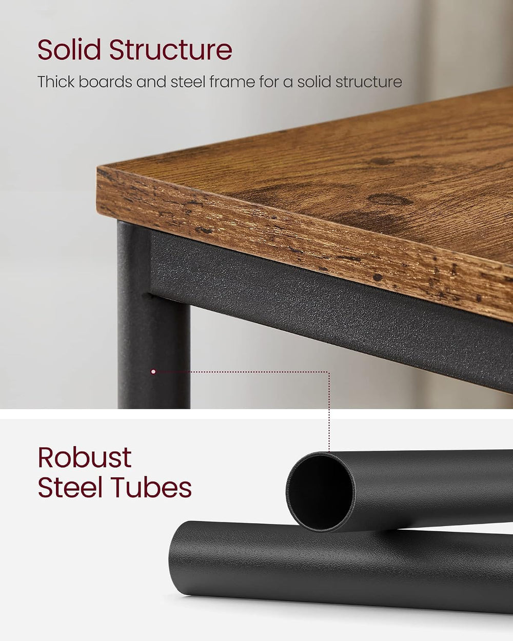 VASAGLE Side Table, Small End Table, Tall Nightstand, Steel Frame