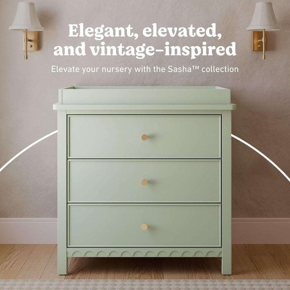 Graco Sasha 3-Drawer Chest with Changing Table Topper, Sage