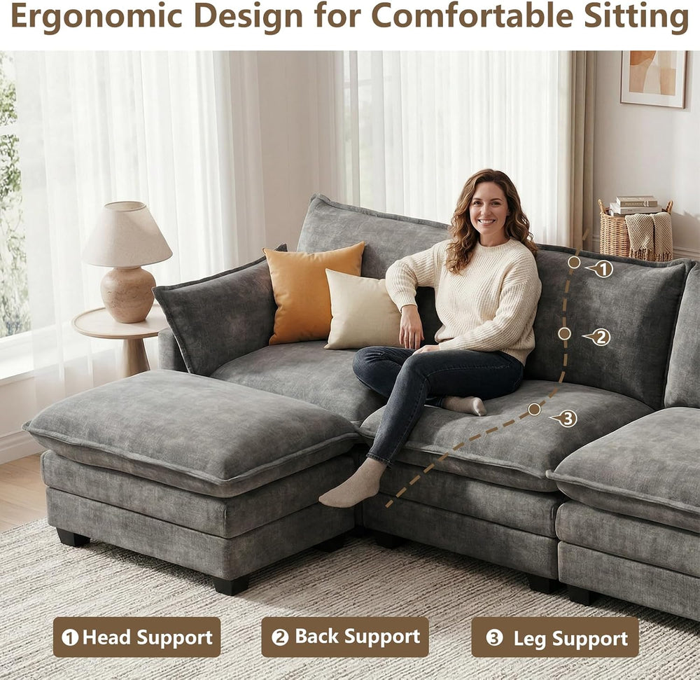 Modular Sectional Couch for Living Room, U Shaped Comfy Sofa