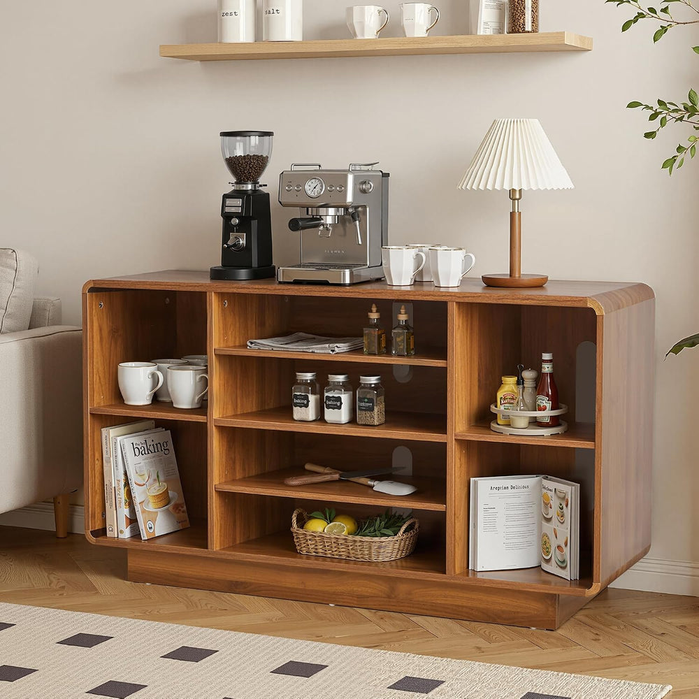 RARZOE 5-Tier AV Media Cabinet with Adjustable Shelves, 47'' Walnut