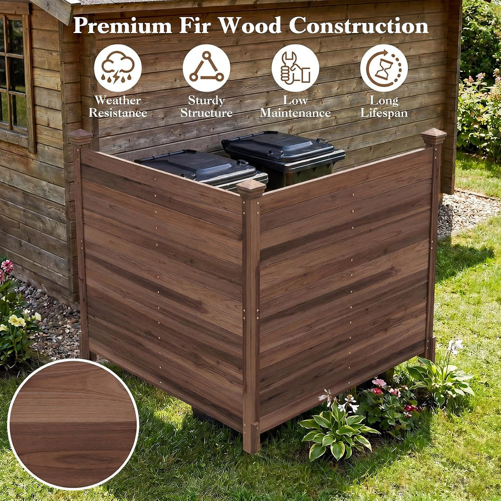 Giantex 4 Panels Wooden Privacy Fence with Stakes, 47" W x 45.5" H,...
