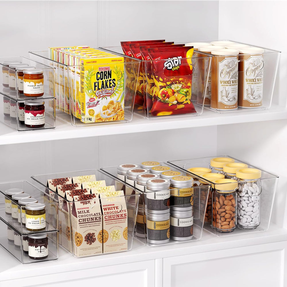 6 Pack Clear Plastic Storage Bins, Kitchen&Pantry Organizer Large