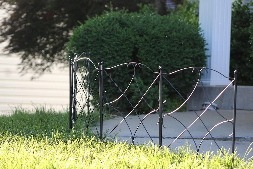 AshmanOnline Galvanized Garden Fence 24in x 10ft, Black (Set of 5) - Outdoor ...
