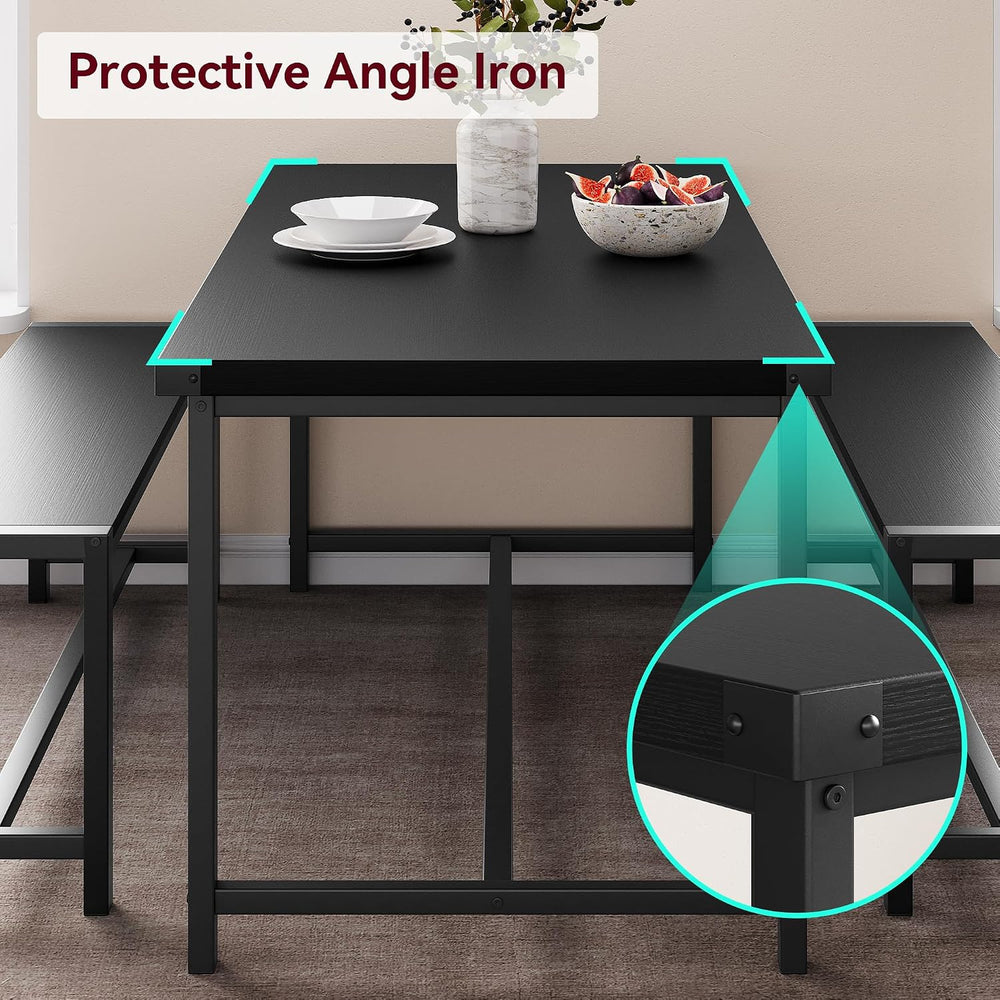 IDEALHOUSE Dining Table Set for 4, Kitchen Table with Benches, Rectangular Di...