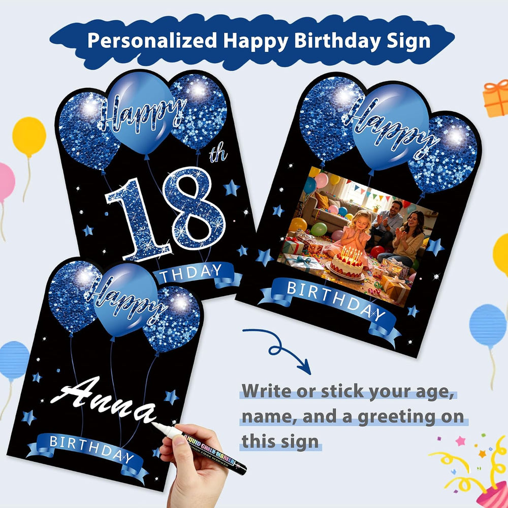 18 Pcs Happy Birthday Yard Sign with Stakes, Happy Birthday Yard Sign with 49...