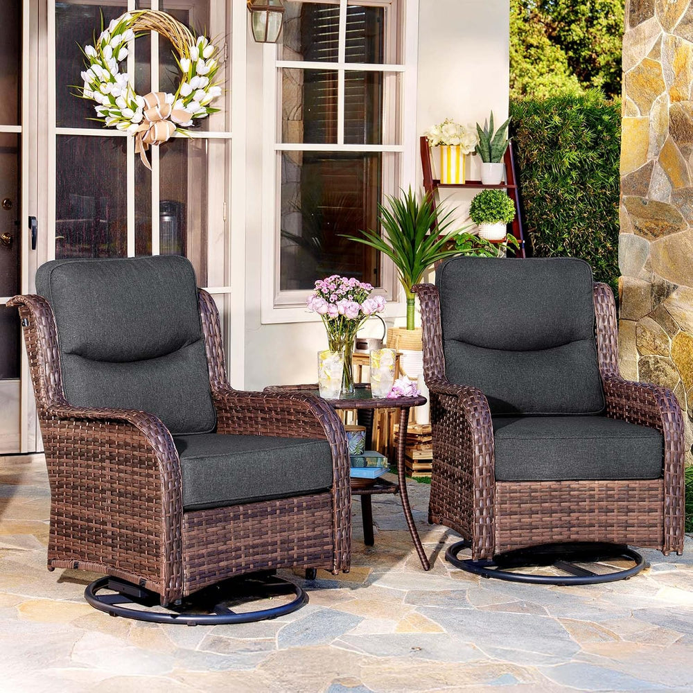 HILLGA 3-Piece Luxury Patio Furniture Set with 6" Thick Cushions, Weathe...